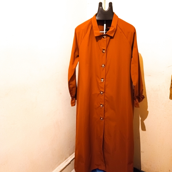 Shein Women Puff Sleeve Mid Shirt Dress XL Rust - Picture 6 of 6